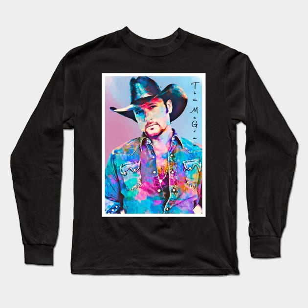 Poster Art Tim McGraw Cowboy Hat Long Sleeve T-Shirt by Next And Stop